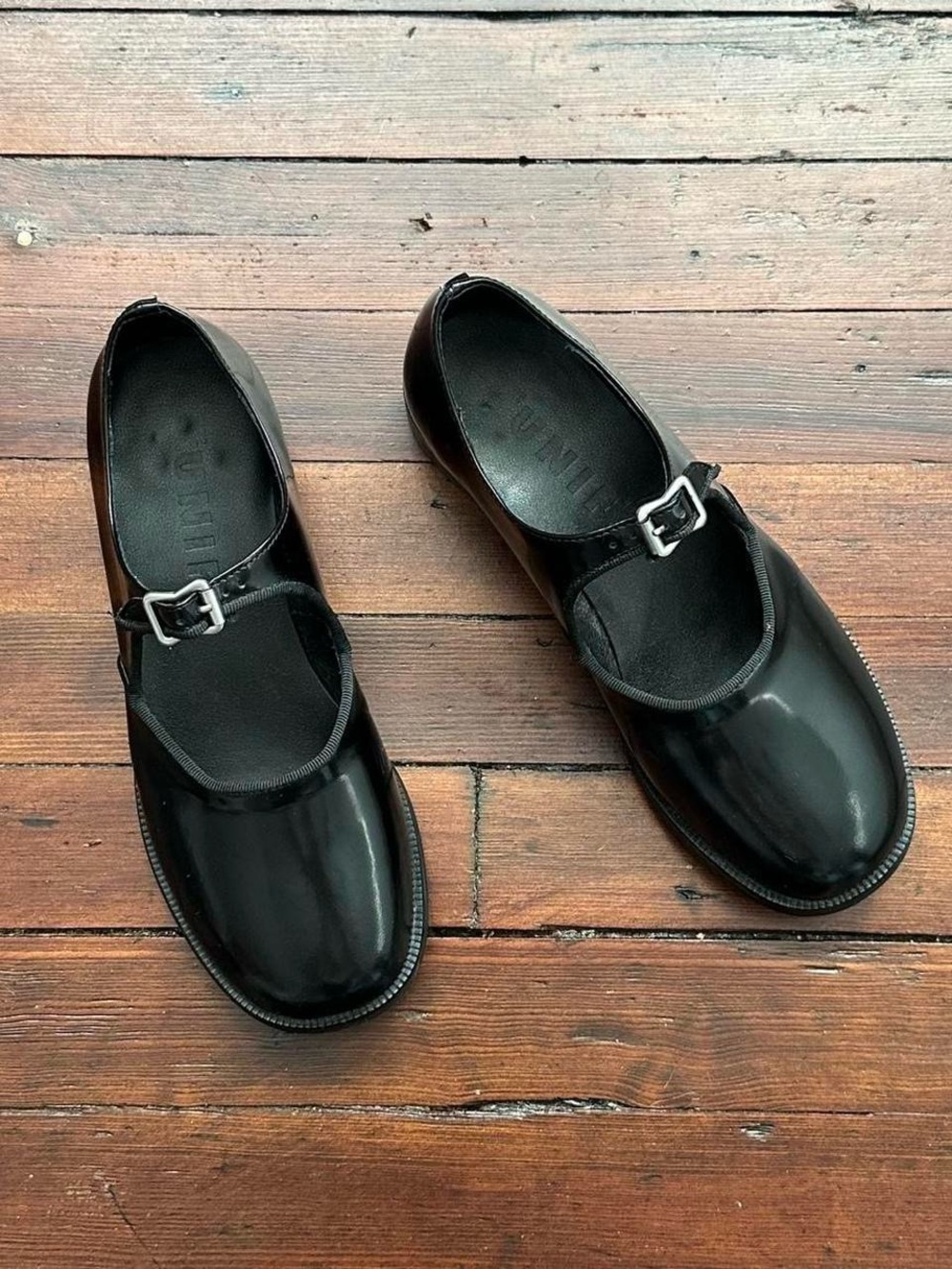 Black Mary Jane Leather Shoes with Buckle - Women's Style